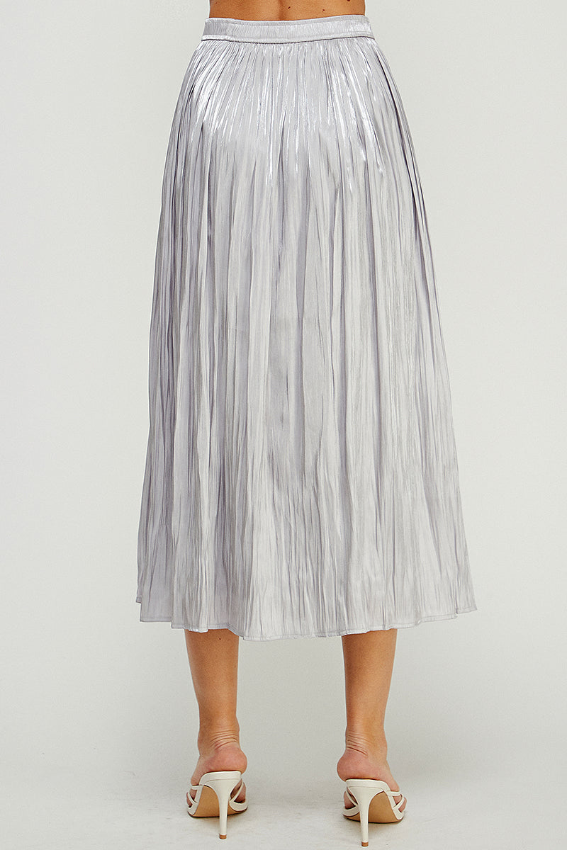 Flirty Satin High-Waist Midi Skirt