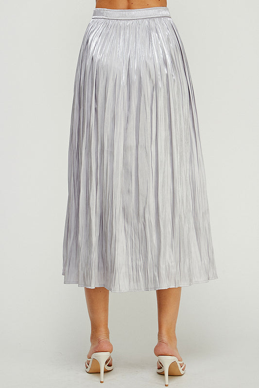 Flirty Satin High-Waist Midi Skirt