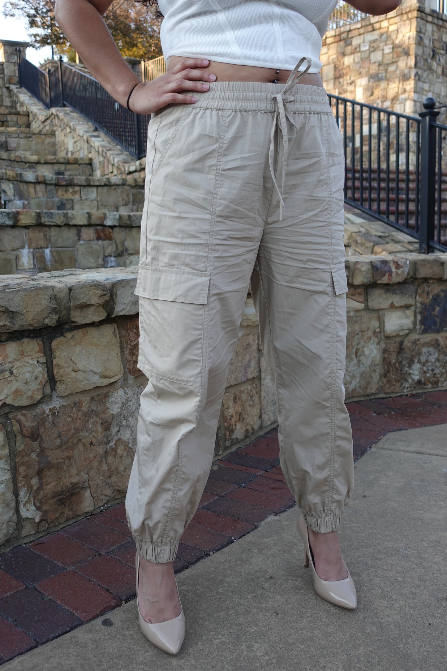 Khaki Cargo Pocket Pants