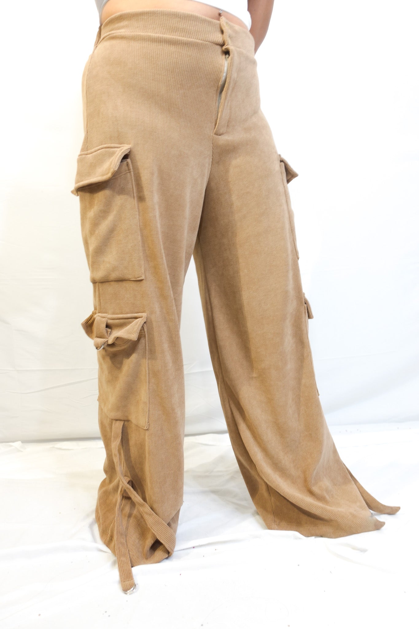 Wide Leg Corduroy Cargos