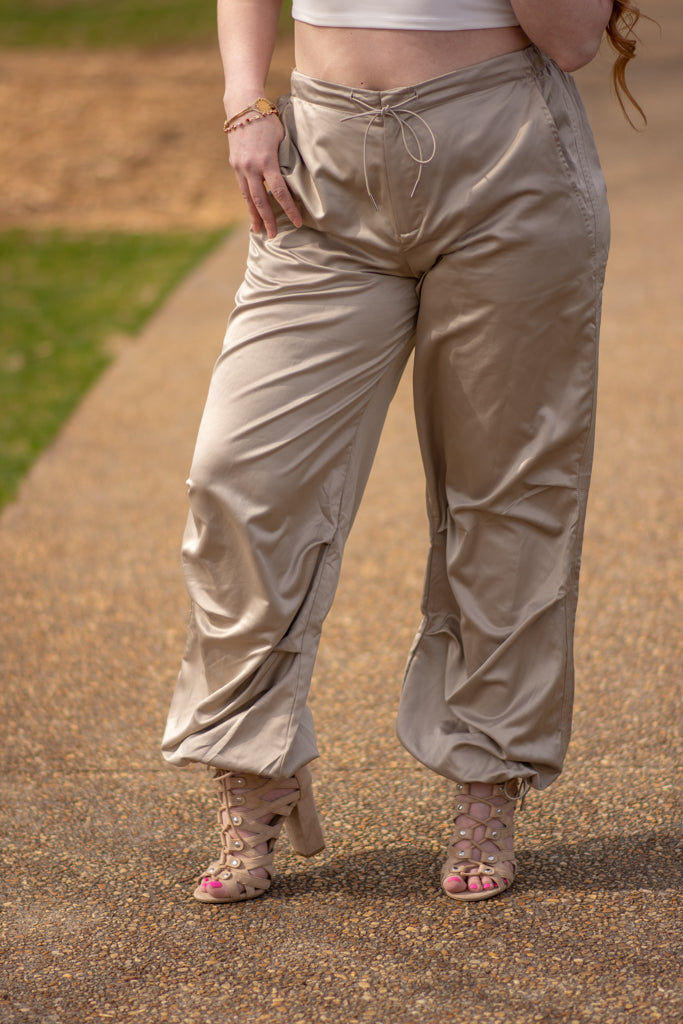 Satin Cargo Pants