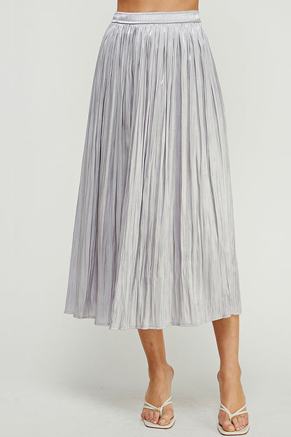 Flirty Satin High-Waist Midi Skirt